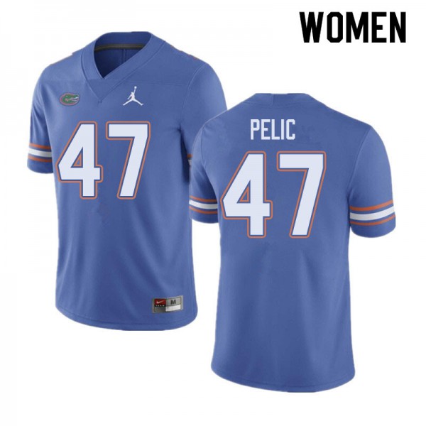 Jordan Brand Women #47 Justin Pelic Florida Gators College Football Jerseys Blue
